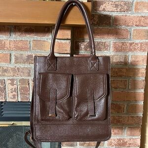 Erica Anenberg Brown Pebbled Leather Madison Messenger Bag